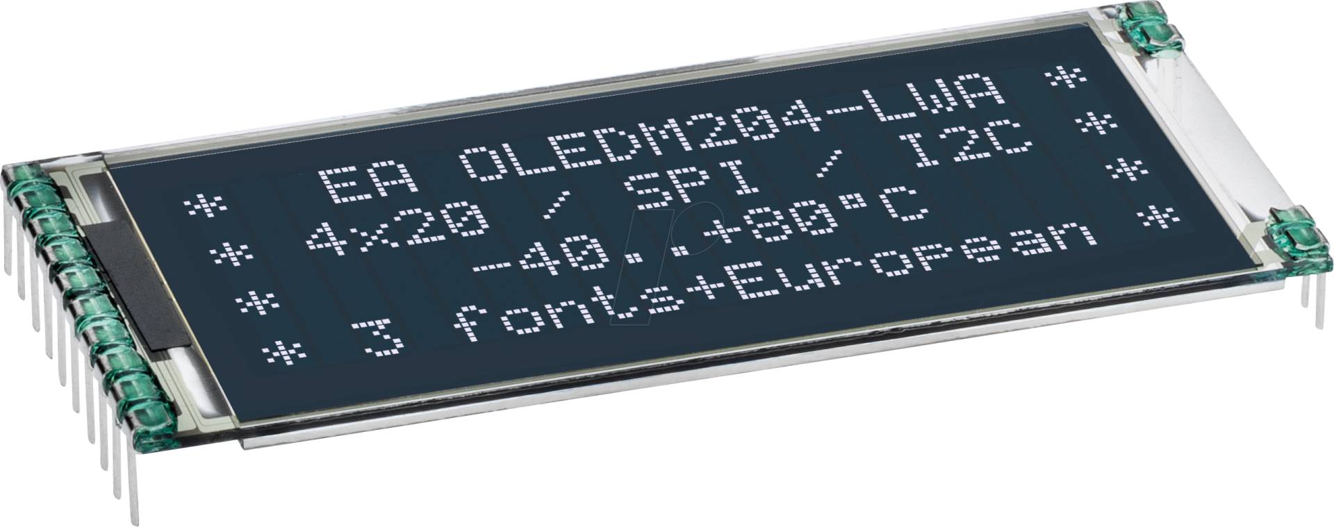 EA OLEDM204-LWA - Text-OLED, 2/3/4x20 Zeichen, 61x26 mm, weiss, ohne Schutzglas von DISPLAY VISIONS