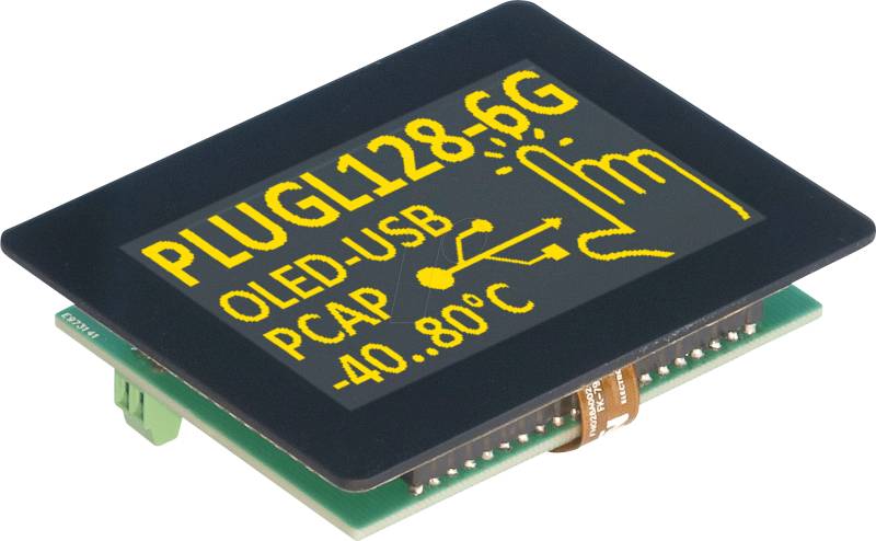 EA PLUGL128-6GTC - USB Grafik-OLED, 128x64, 2,9 Zoll, gelb, inkl. Touchpanel von DISPLAY VISIONS