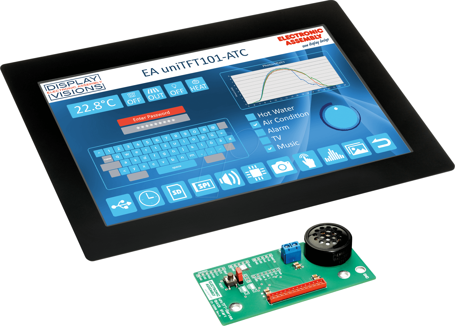 EA QUICKUNITFT10 - Starterkit Multi-TFT-Display 10,1'' Zoll, PCAP-Touch von DISPLAY VISIONS