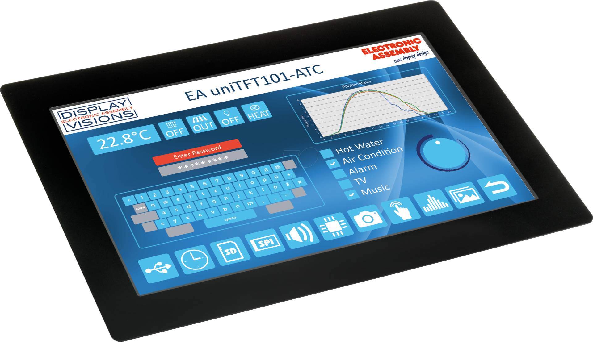 EA UNITFT101-ATC - HMI Multifunktions-TFT, 10,1'', PCAP-Touch von DISPLAY VISIONS