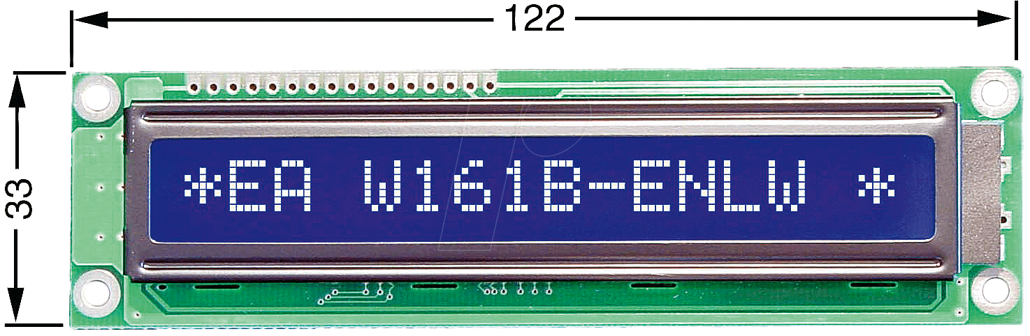 LCD 161F BL - LCD-Modul, 1x16, H:9,7mm, bl/ws, m.Bel. von DISPLAY VISIONS