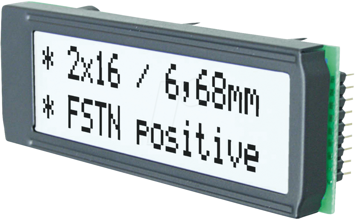 LCD 162SW DIP - LCD DIP-Modul, Dotmatrix, 2x16 Zeichen schwarz von DISPLAY VISIONS