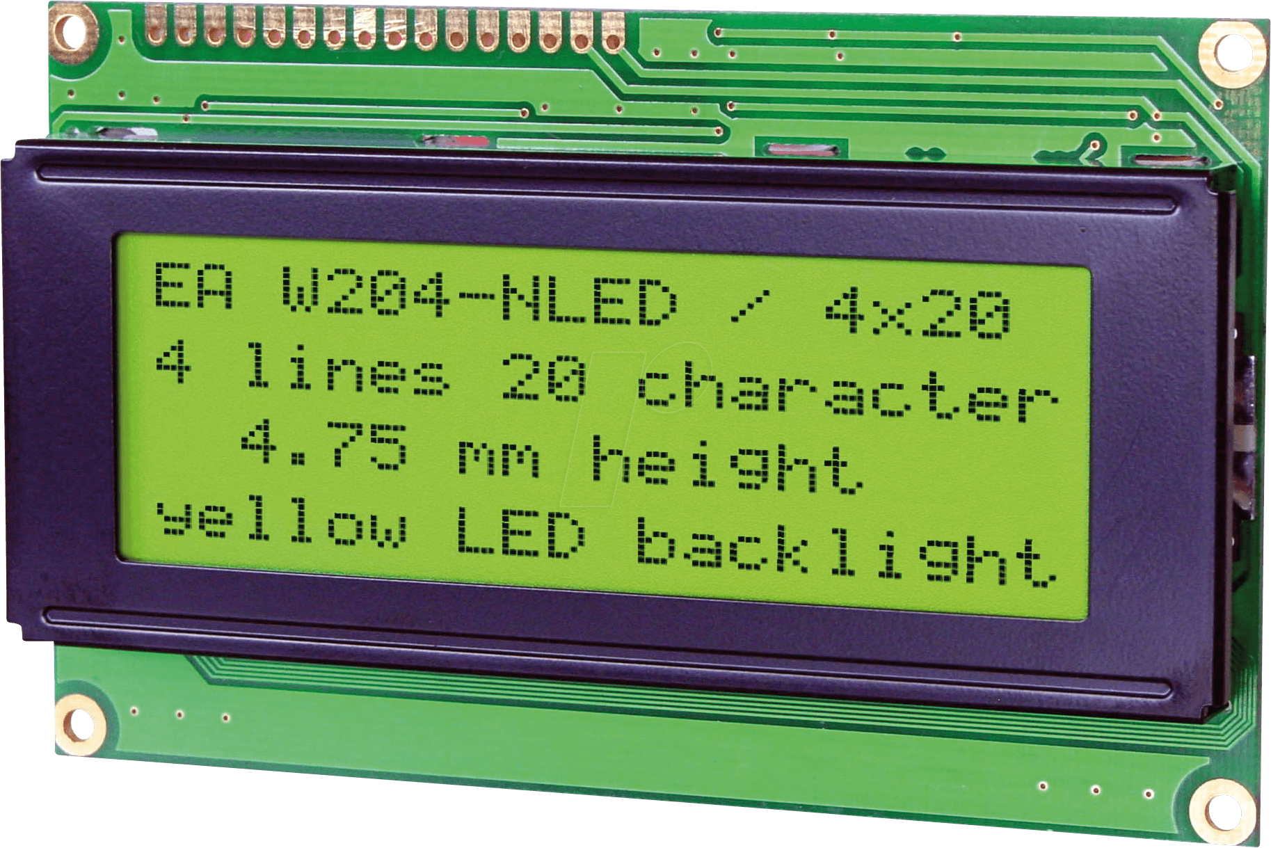 LCD 204B LED - LCD-Modul, 4x20 Zeichen, H:4,8mm, ge/gn, m.Bel. von DISPLAY VISIONS