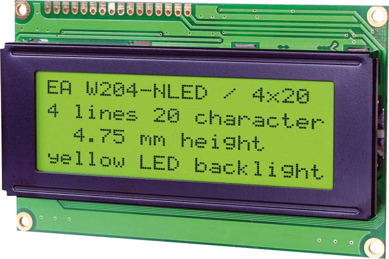 LCD 204B LED - LCD-Modul, 4x20 Zeichen, H:4,8mm, ge/gn, m.Bel. von DISPLAY VISIONS