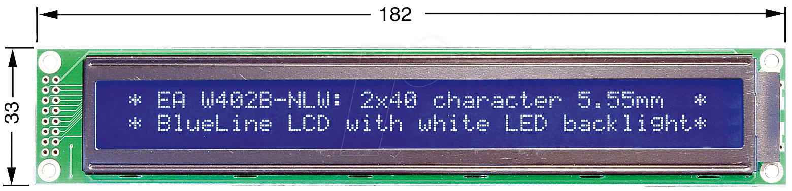 LCD 402A BL - LCD-Modul, 2x40, H:5,6mm, bl/ws, m.Bel. von DISPLAY VISIONS