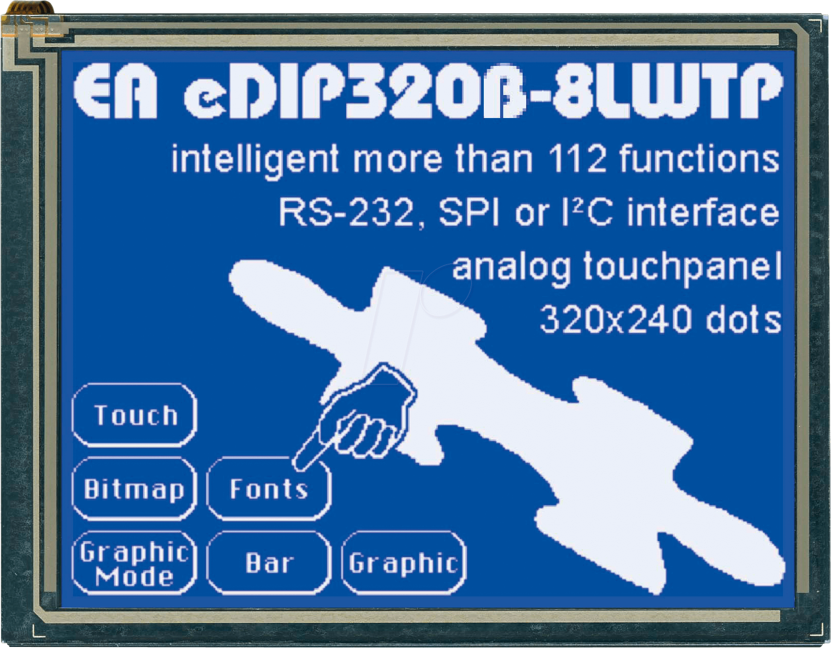 LCD EDIP320B8LWT - LCD-Display, 320x240 Pixel, bl-ws negativ,Touch von DISPLAY VISIONS