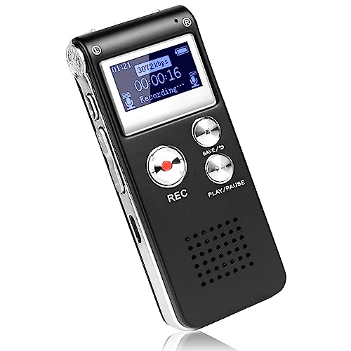 DISTANCEE Digitaler Diktiergerät, 8 GB, tragbar, USB wiederaufladbar, Diktiergerät, Audio-Recorder, digitalem Audio und MP3-Player für Meetings, Interviews und Vorträge (schwarz) von DISTANCEE