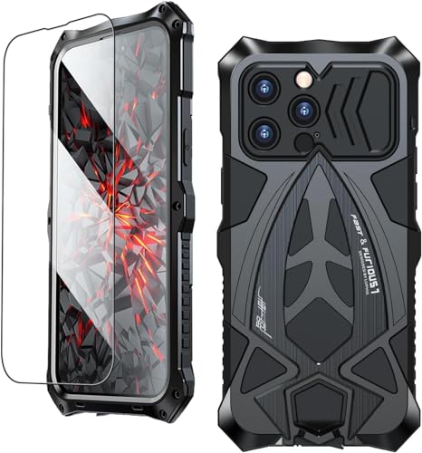 DISXKAER Metal Case for iPhone 15 Pro Max Military Grade Drop Tested 360 Full Protection Cover Heavy Duty Hybrid Metal Bumper Built-in Silicone Shockproof Dustproof (iPhone 15,Schwarz) von DISXKAER