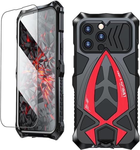 DISXKAER Metal Case for iPhone 15 Pro Max Military Grade Drop Tested 360 Full Protection Cover Heavy Duty Hybrid Metal Bumper Built-in Silicone Shockproof Dustproof (iPhone 15 Pro Max,Rot) von DISXKAER