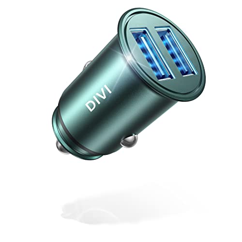 DIVI USB Zigarettenanzünder Adapter 4.8A Duales Auto Ladegerät Super Mini Aluminiumlegierung Kfz Ladegerät für iPhone 16/15/14/13/Pro Max, Android(Grün) von DIVI