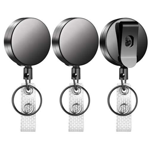 3 Stück Schlüsselanhänger Ausziehbar Einziehbare Ausweis-Clip Heavy Duty Ausweisclips Metall Legierter Badge Holders Und 70 Cm Kordel Robuster Ausweishalter Für Lehrer Schüler Und Büroangestellte von DIVINA VITAE