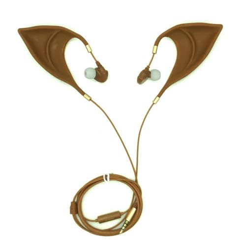 DIWUCXCA Bluetooth-Ohrhörer für Cosplay Brown-Hautton-Elf-Ohr-Design mit verkabelten Verbindung von 3,5 mm Typ und Mikrofon(Micro Skin Brown) von DIWUCXCA