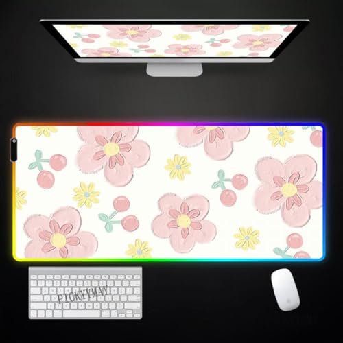 DIWUCXCA Großes Blumendesign RGB -Maus -Pad mit -Hintergrundleuchtungsverriegelung Teppich für Laptops und Keyboards(SSS Hua (25)) von DIWUCXCA