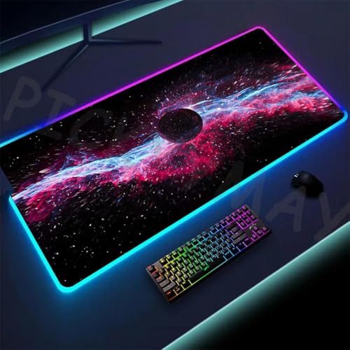DIWUCXCA RGB Mousepad Universe Design beleuchtet große XXL Mausmatten Backbeleuchtung Schreibtischmatte Alle -Mäuse(SPA001 (53)) von DIWUCXCA