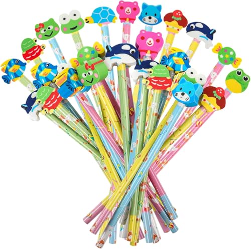 DIYASY Niedliche Bleistifte mit Radiergummi-Aufsätzen, Cartoon-Tier-Holzbleistift, Großpackung, Partyzubehör, Klassenzimmer, Belohnungen, Preise, Schreibwaren für Kinder, 28 Stück DIYASY Niedliche Bleistifte mit Radiergummi-Aufsätzen, Cartoon-Tier-Holzbleistift, Großpackung, Partyzubehör, Klassenzimmer, Belohnungen, Preise, Schreibwaren für Kinder, 28 Stück von DIYASY