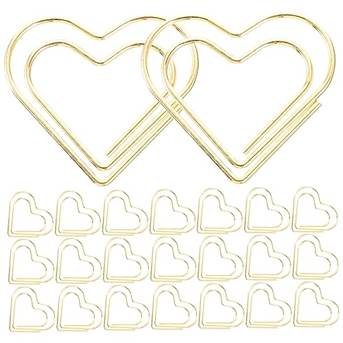 DIYEAH 1 Satz Paperclip Briefpapier Pflicht Mit Büroklammern Für Kirsche Rosa Papierklammern Schreibwaren Herz Farbig Papierclip Stichworte Bunt Clips Beschichtet Golden Metall 100 Stück von DIYEAH
