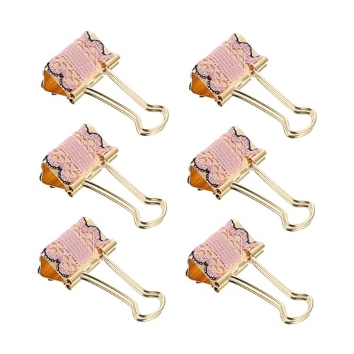 DIYEAH 1 Satz Schwalbenschwanzclip Mit Langem Flagge Dokumentclips Ablegen Binder Büroklammern Binderclip Gold Bookmarks Book Marks Papierclip Heftklammern Aus Metall Rosa 6 Stück von DIYEAH