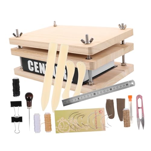 DIYEAH 1 Set Buchbindeset Buchbindewerkzeug Papierbasteln Scrapbooking Bindebedarf Werkzeuge Buchbindewerkzeuge Bücherbindeset Buchpresse Holz Manuelle Papierpresse Metall von DIYEAH