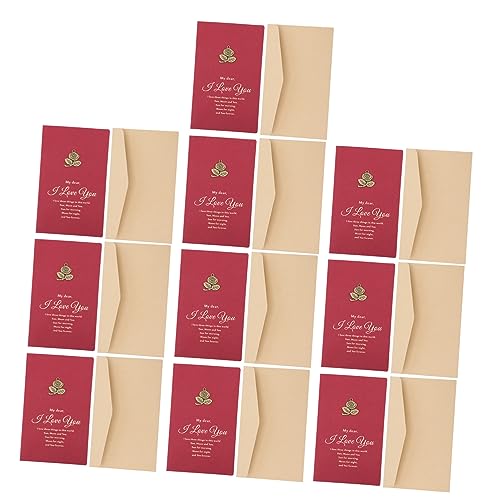 DIYEAH 10 Sätze Karten Handgefertigt Mini Party Hochzeitstag Du Jubiläum Paare Briefumschläge Geburtstagskarte Der Ehefrau Karte Zum Muttertag Papier Rot von DIYEAH