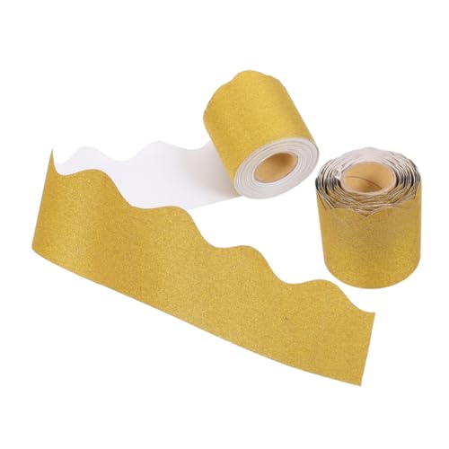 DIYEAH 2 Rollen Kreidetafel Randaufkleber Glitzer Ränder Pinnwand Ränder Klassenzimmer Ränder Rand Aufkleber Goldene Pinnwand Ränder Klassenzimmer Dekorstreifen Papier Gelb von DIYEAH