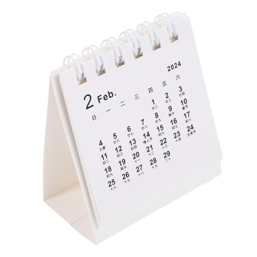 DIYEAH 2024 Kleiner Tischkalender Dicker Ständer Büro Monatskalender Mini Tischkalender Mini Süßer Tischkalender Haushalts Monatskalender Schreibtischdekorationen Kleiner Kalender von DIYEAH