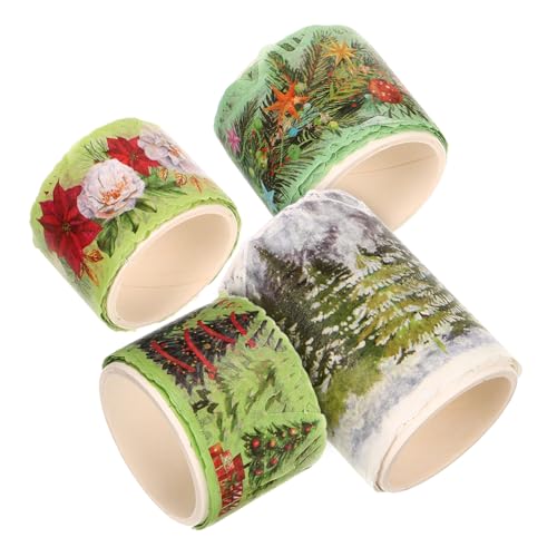 DIYEAH 4 Rollen Dekorative Washi Tapes Streifen Dekorationen Verpackung Weihnachten Basteln Klebebänder Bäume Scrapbook Dekoband Handkonto Bänder Bastelbedarf Japanpapier Grün von DIYEAH