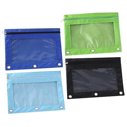 DIYEAH 4 Stück Loseblatt Schreibwarentasche Verschluss Ordner Aktentasche Kleine Tasche Zubehör Gürtel Reißverschluss Make Up Tasche Netztaschen Ordnertasche Taschen von DIYEAH