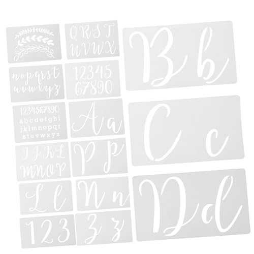 DIYEAH 45 Blatt Alphabet-malvorlage Buchstabenschablonen Zum Malen Schriftzeichen Groß Alphabetschablonen Und Bausatz Kleine Schablonen Brief Für Blumen- Das Haustier Weiß von DIYEAH