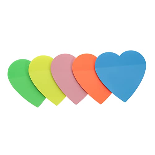 DIYEAH 5 Liebe fluoreszierender Aufkleber Registerkarten zum Kommentieren von Büchern Stöcke klein Farbige Memo Pads Herzförmige Haftnotizen tragbare Notizblöcke Schulbedarf das Haustier von DIYEAH