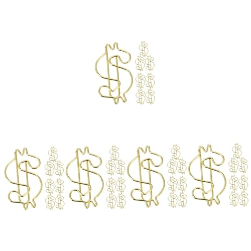 DIYEAH 5 Sätze Goldene Papierklammern Goldene Büroklammern Clips Geformt Büro Organisation Büroorganisation Kreative Büroklammern Galvanisch Vergoldete Büroklammern Legierung 10 Stück * 5 von DIYEAH