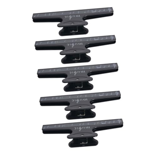 DIYEAH 5 Stück Fünf-zeilen-clip Clip Für Klaviernotation Seitenhalter Für Musiknotizen Büroklammern Für Musiknoten Musikclip Aus Kunststoff Musiknoten-clips Buchseitenhalterclip Black Abs von DIYEAH