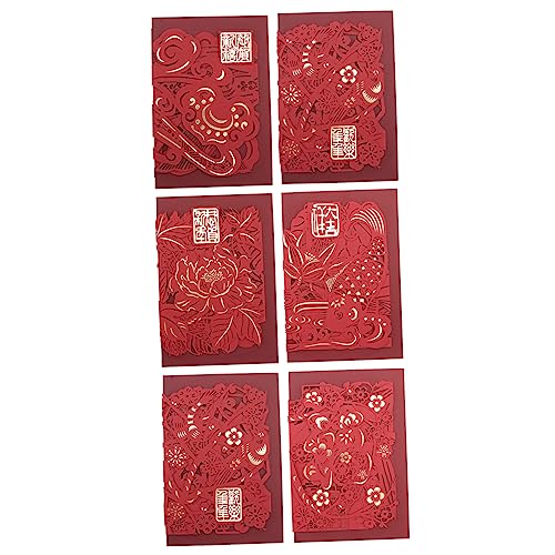 DIYEAH 6Pcs 2021 Grußkarte karten wunschkarten the present card Festtagskarten liebeskarten Vorabend feng Urlaubsgruß farbig Geschenkkarten aus Papier festliche neujahrskarten rot von DIYEAH