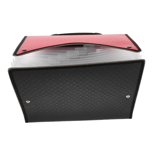DIYEAH Mehrstufiger Ordner Aktenordner Akten Organizer Tasche Dokumenten Organizer Ordner Aktenordner Mit Taschen Fächermappe Papier Organizer Ordner Fächermappe Roter Kunststoff von DIYEAH