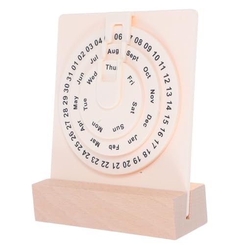 DIYEAH Roulette Kalender Tischkalender Drehkalender Ornament Flip Kalender Desktop Ornament Kalender Drehbarer Kalender Flip Kalender Für Schreibtisch Holz Beige von DIYEAH