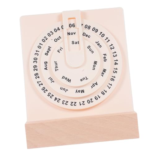 DIYEAH Roulette Perpetual Kalender Desktop-kalenderständer Stehkalender Selber Machen Schreibtisch-flip-kalender Flip-desk-kalender Tischkalender Aus Holz Beige Plastik von DIYEAH