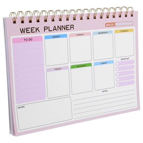 DIYEAH Wochenplaner Notizblock Notizbücher Wochenplanung Tagesplaner Tagesnotizbuch Planer Notizbuch Tagesplaner Journal Planer To Do Planer Groß Wochenplaner To Do Block Eisen Pink von DIYEAH