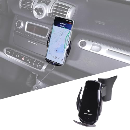 DIYUCAR Auto Handyhalterung Kompatibel mit Benz Smart 451 Fortwo 2009-2015 Auto Mittelkonsole Handyhalterung 360° Drehung Telefonständer (Wireless Charging Phone Holder) von DIYUCAR