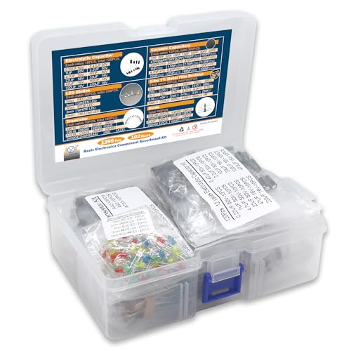 DIYoung 1390 Stück Elektronisches Komponenten Kit, mit LED-Dioden, Metallschichtwiderständen, Elektrolytkondensatoren Paket, Keramikkondensatoren, Transistoren, Dioden DIYoung 1390 Stück Elektronisches Komponenten Kit, mit LED-Dioden, Metallschichtwiderständen, Elektrolytkondensatoren Paket, Keramikkondensatoren, Transistoren, Dioden von DIYoung