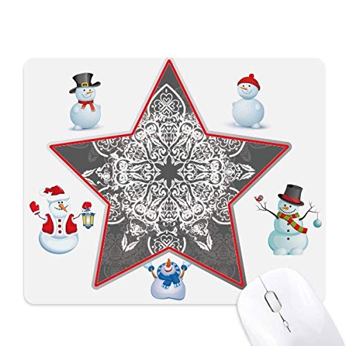 Arabic Style Black White Pattern Christmas Snowman Family Star Mouse Pad von DIYthinker