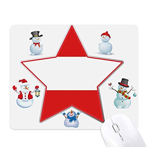 Austria National Flag Europe Country Christmas Snowman Family Star Mouse Pad von DIYthinker