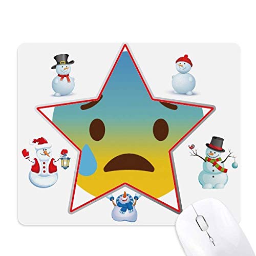 Awkward Yellow Cute Online Chat Happy Christmas Snowman Family Star Mouse Pad von DIYthinker