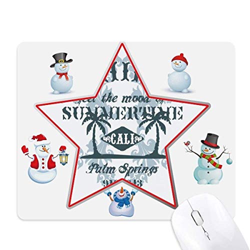Beach Coconut Tree Text Pattern Christmas Snowman Family Star Mouse Pad von DIYthinker