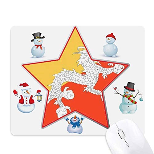 Bhutan National Flag Asia Country Christmas Snowman Family Star Mouse Pad von DIYthinker