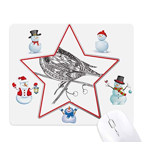 Bird Paint Flying Line Small Christmas Snowman Family Star Mouse Pad von DIYthinker