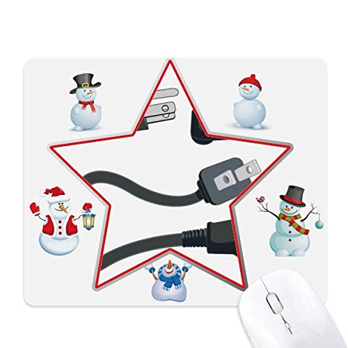 Black Charging Cable Plug Pattern Christmas Snowman Family Star Mouse Pad von DIYthinker