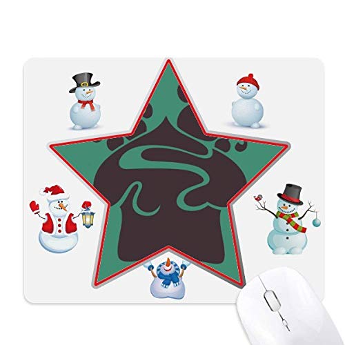 Black Cherry Ice Cream Outline Christmas Snowman Family Star Mouse Pad von DIYthinker