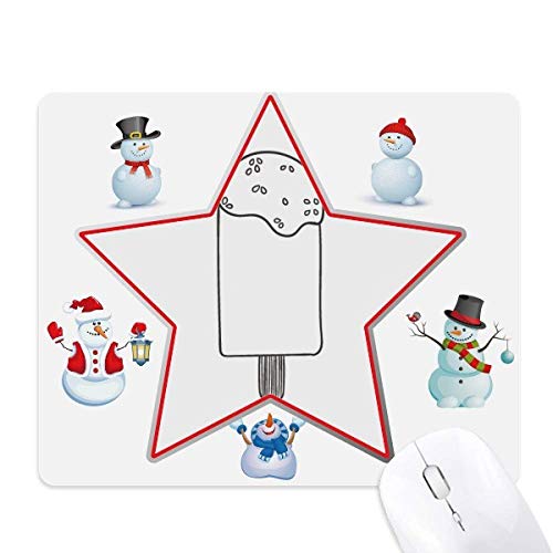 Black Outline Sesame Ice Cream Popsicles Christmas Snowman Family Star Mouse Pad von DIYthinker