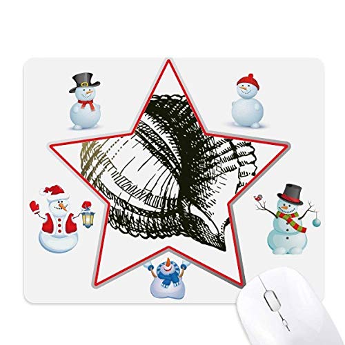 Black Scallop Marine Life Illustration Christmas Snowman Family Star Mouse Pad von DIYthinker