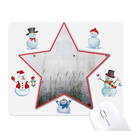 Black White Metal Plate Literature Pattern Christmas Snowman Family Star Mouse Pad von DIYthinker