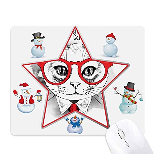 Bussiness Cat Head Protect Animal Pet Lover Christmas Snowman Family Star Mouse Pad von DIYthinker
